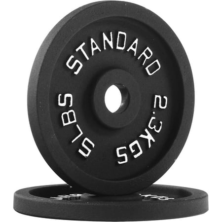 BalanceFrom Classic Cast Iron Weight Plates for Strength Training  1-Inch  5-Pound  Pair