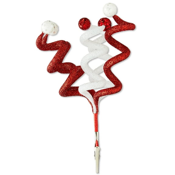 Curly Glitter Decorative Christmas Clip, Red and White, 7", by Holiday Time