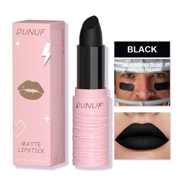 LUVCLS Lápiz labial mate para cara y cuerpo, maquillaje de labios, color negro, para ojos, pintura corporal, para Halloween, deportes, cara, costo