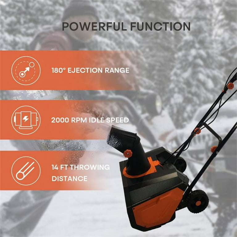 120V 60HZ Power Snow Blower 12 Amp Electric Snow Thrower Metal Black