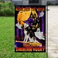 thumbnail image 2 of Flagwix Halloween Flag, Never Mind The Witch Beware Of The Siberian Husky Halloween Decoration, Fall Decor, Canvas Double-sided Printed 12x18 Garden Flag, 2 of 6