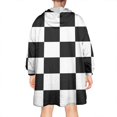 thumbnail image 2 of Black and White Checkered Pattern Wearable Oversized Blanket,Wearable Blanket Hoodie for Adults,Cozy Hooded Blankets with Super Pockets,Super Warm Fuzzy Pullover for Women & Men, 2 of 6