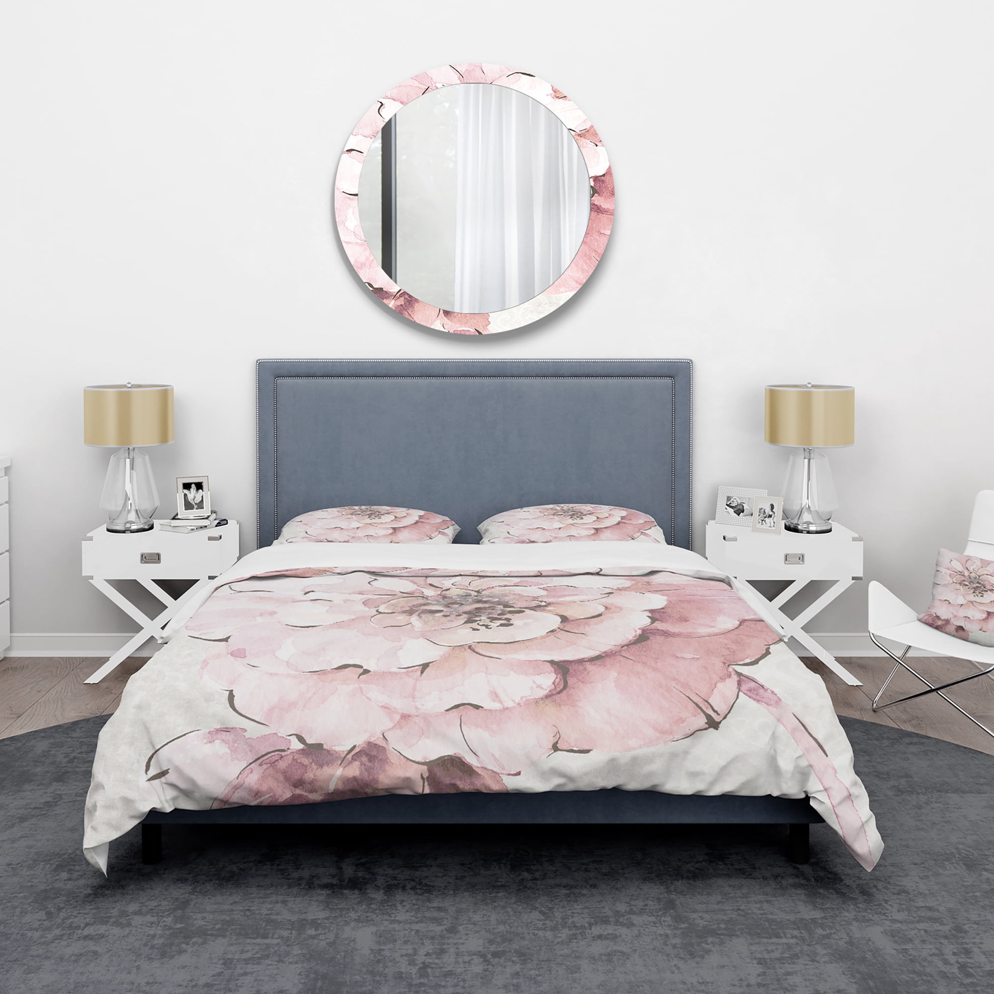 Designart 'Indigold Shabby Peonies Pink' Shabby Duvet Cover Set
