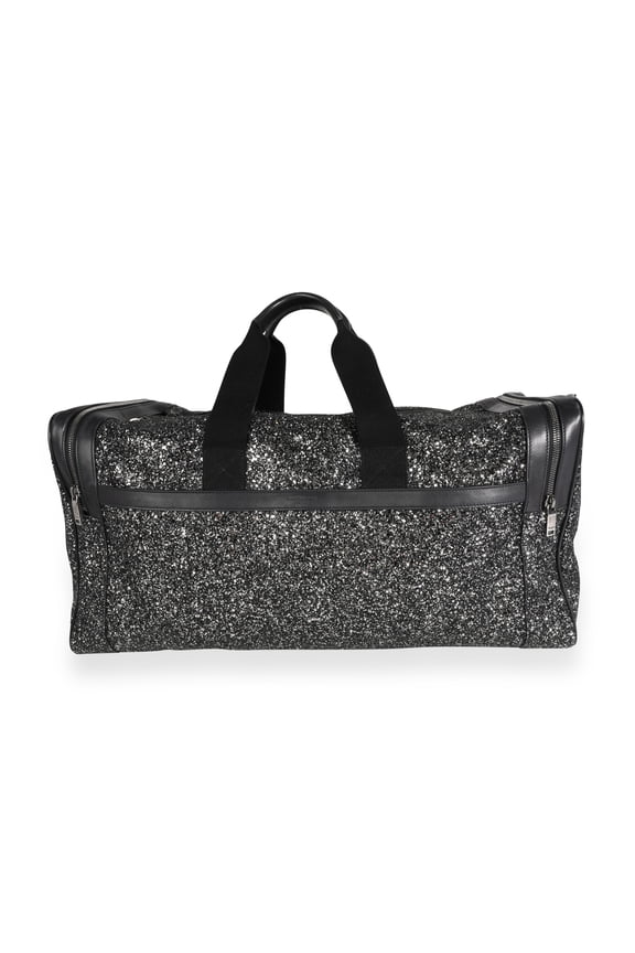 Pre-Owned Saint Laurent Glitter Canvas & Black Leather City Gym Duffle Bag