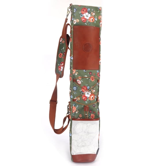 TOURBON Women Golf Clubs Bag Sunday Carry Case Golf Putter Pockets Travel Green Canvas