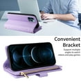 thumbnail image 2 of Allytechgroup Flip Wallet Phone Case for iPhone 16 Pro Max, Shockproof Case with Credit Card Slot Shoulder Strap Lanyard Zipper PU Leather Phone Case for Women Girls, Purple, 2 of 8
