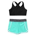 thumbnail image 3 of Zaldita Kids Girls 2Pcs Sports Workout Swimming Outfits Criss Cross Back Tank Top with Athletic Dance Geometric Black 12, 3 of 7