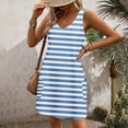 thumbnail image 3 of YI YI Women's Striped Color Block Dresses for Beach Vacation Summer Boho Sundress with Pockets T-Shirts V Neck Tank Dresses 2XL Blue, 3 of 4