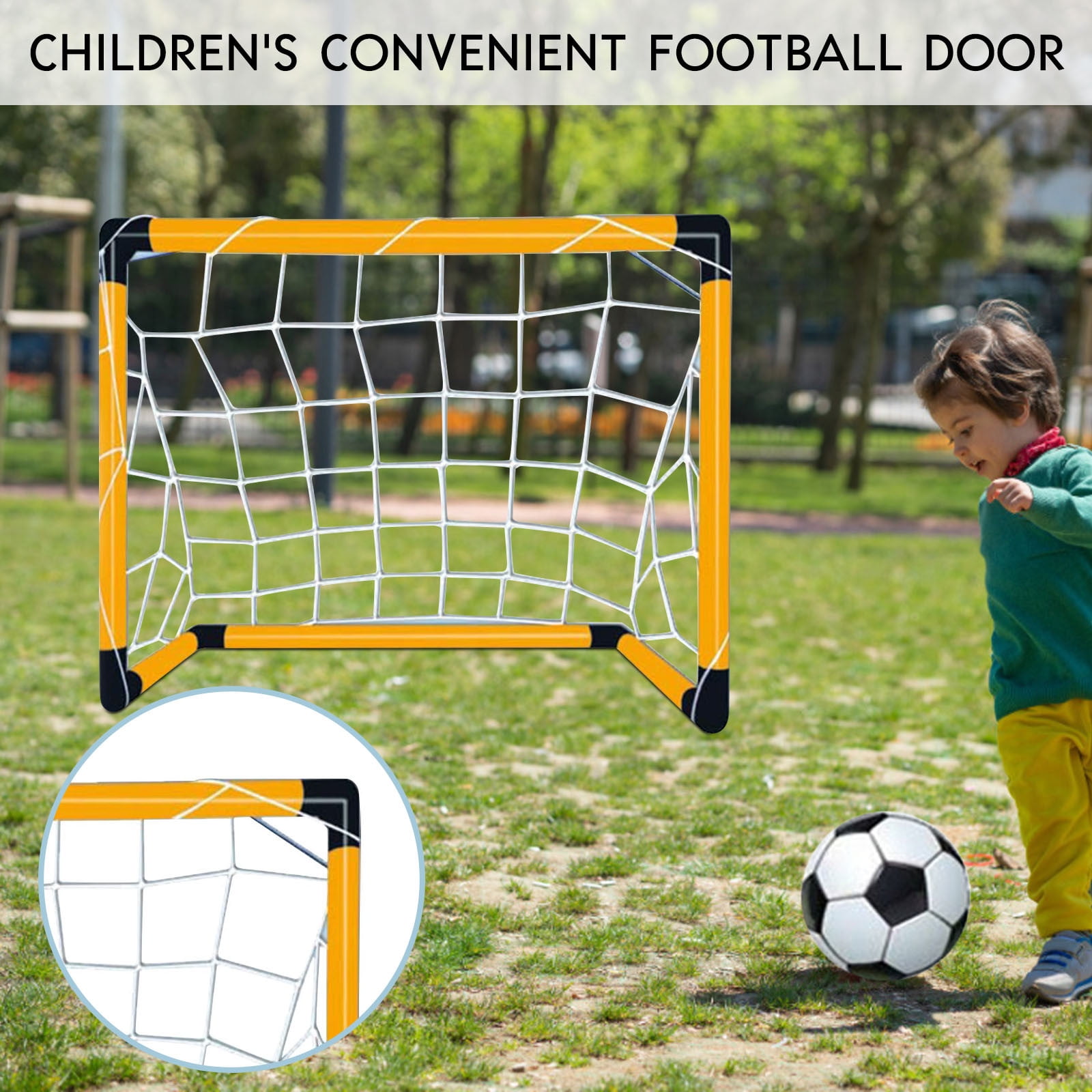 EQWLJWE Quick Assembly Metal Kids Football Goal Portable Soccer Net for Backyard Outdoor
