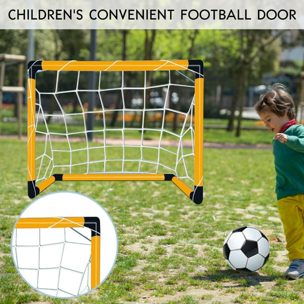 EQWLJWE Quick Assembly Metal Kids Football Goal Portable Soccer Net for
