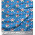 thumbnail image 1 of Soimoi Tissu Popeline de Coton Ogee Damas, Feuilles & Roses Imprimés Floraux au Mètre 42 Pouces de Large, 1 of 1