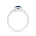 thumbnail image 2 of ANGARA Natural Oval Blue Sapphire Split Shank Halo Ring in 14K White Gold for Women (Size-7x5mm) | September Birthstone, Birthday, Anniversary, Jewelry Gift for Women | Natural Blue Sapphire Ring, 2 of 9