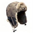 thumbnail image 4 of YUANxueke Trapper Hat for Men Winter Warm Suede Fuzzy Russian Ushanka Trooper Aviator Hats with Ear Flaps, 4 of 6