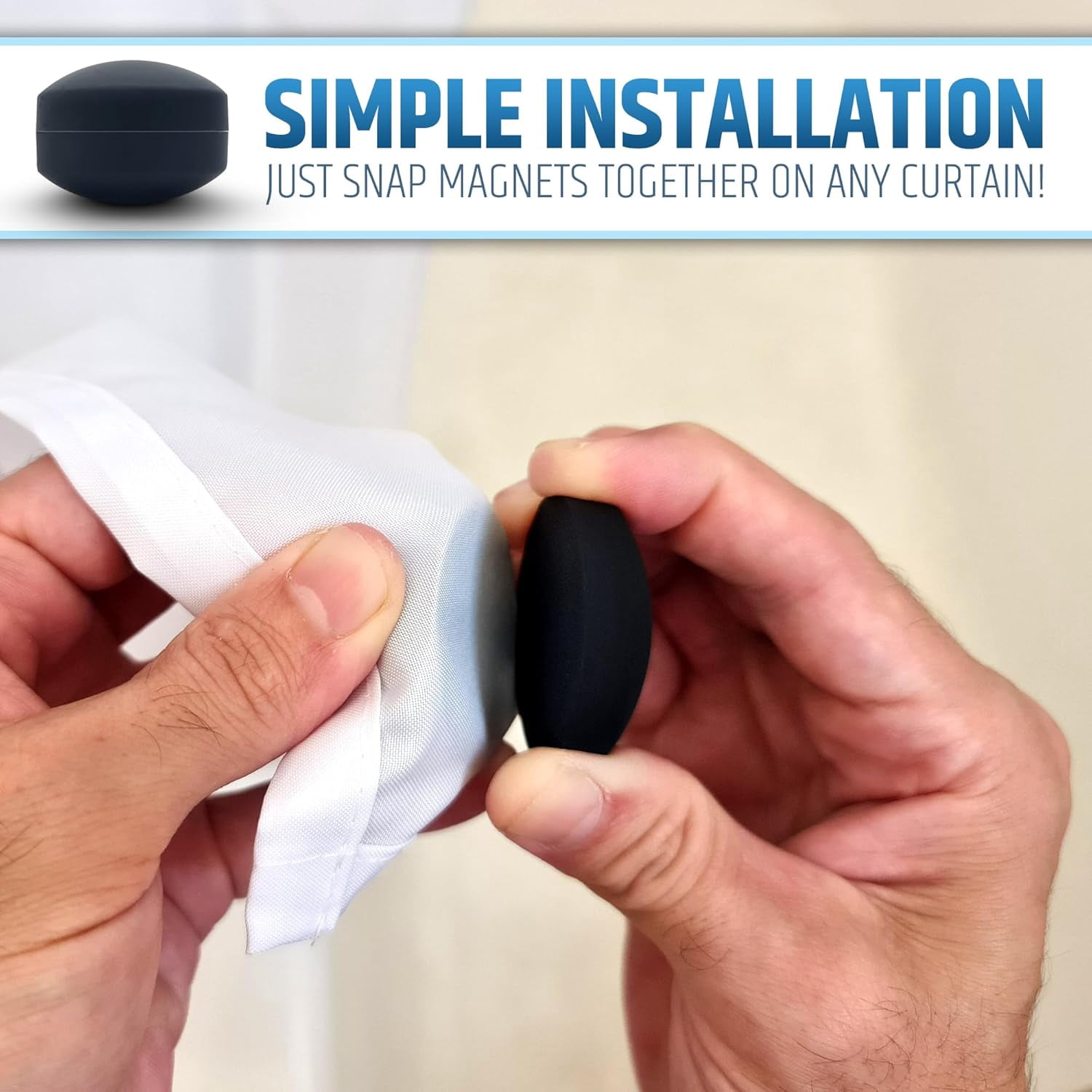 HMMAGNETS Magnetic Shower Curtain Weights with Rustproof Silicone Wrap, Black, 4 Pairs