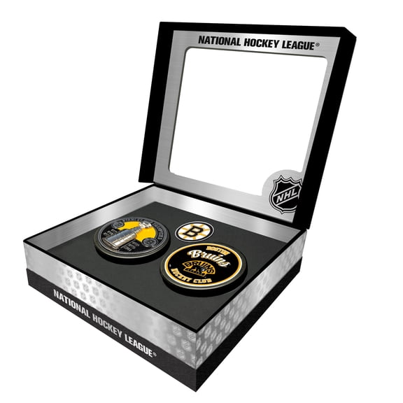 Boston Bruins Stanley Cup Retro Puck & 3D Cup Puck Gift Box Set