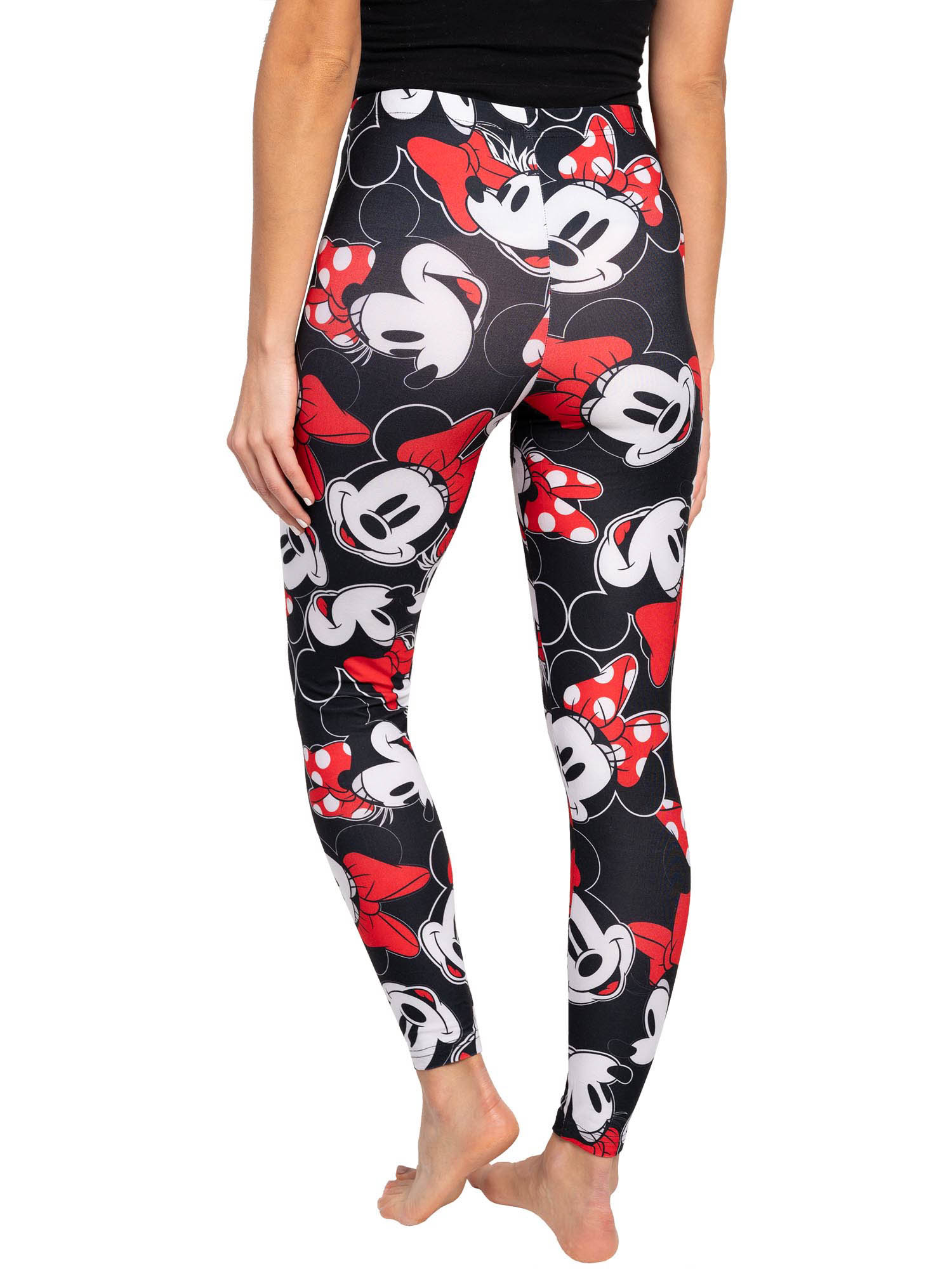 Juniors Disney Minnie Mouse Red Bow Black Leggings All-Over Print Stretch -  Walmart.com