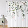 thumbnail image 2 of Spring Shower Curtain, Sage Green Eucalyptus Leaf Pink Watercolor Floral Botanical Plants Bathroom Curtain Waterproof Fabric Machine Washable with Hooks, 72" Wx84 L, 2 of 6