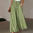 thumbnail image 2 of Bovemsi Women's Casual Pants Womens Wide Leg Flowy Elastic Drawstring Waist Palazzo With Pockets Beach Trousers, 2 of 5