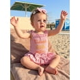 thumbnail image 6 of BemeyourBBs Baby Girl Cutest Little Sister Outfit Newborn Baby Girls Summer Clothes 0 3 6 12 18 Months Letter Embroidery Frills Sleeveless Waffle Romper Elastic Waist Ruffled Skirt Headband 3Pcs Set, 6 of 9