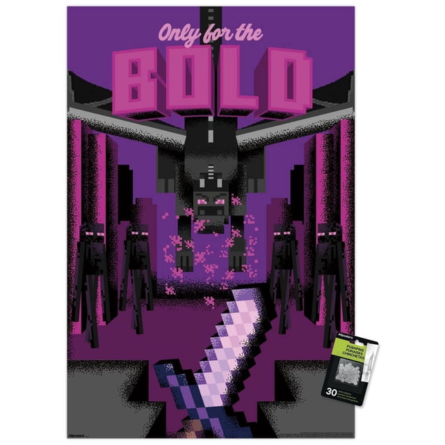 Minecraft: Discover - Only For The Bold Wall Poster, 14.725" x 22.375" Framed