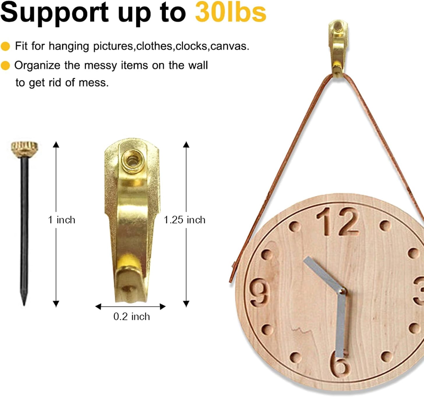 Earthquake Picture Hangers - Tremor Hanger, Picture Hanging Hooks with Nails for Wooden/Drywall, Hanging Hardware for Clock, Mirror, Jewelry
