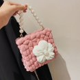 thumbnail image 4 of Bolsa de bolas de flores de hojaldre, bolsa tejida a mano, bolsa de material de lana para bricolaje, regalo casero tejido a mano para novia, 4 of 6