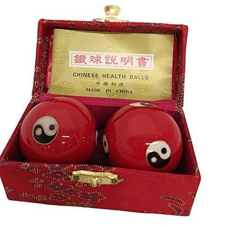Baoding Balls Chinese Health Massage Exercise Stress Balls - Red YinYang #3