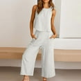 thumbnail image 6 of Cotton Linen Two Piece Sets for Women 2025 Wide Leg Two Piece Pants Set Casual Tank Tops Two Piece Outfits Summer Lounge Set, Limited Time Offer, 6 of 6