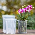 thumbnail image 6 of XZKING 4"/5.6"/6.4" Clear Nursery Pots Thicken Plastic Plant Pots for Orchid with Drainage Holes, Trays. Orchids Planter (5PACK), 6 of 8