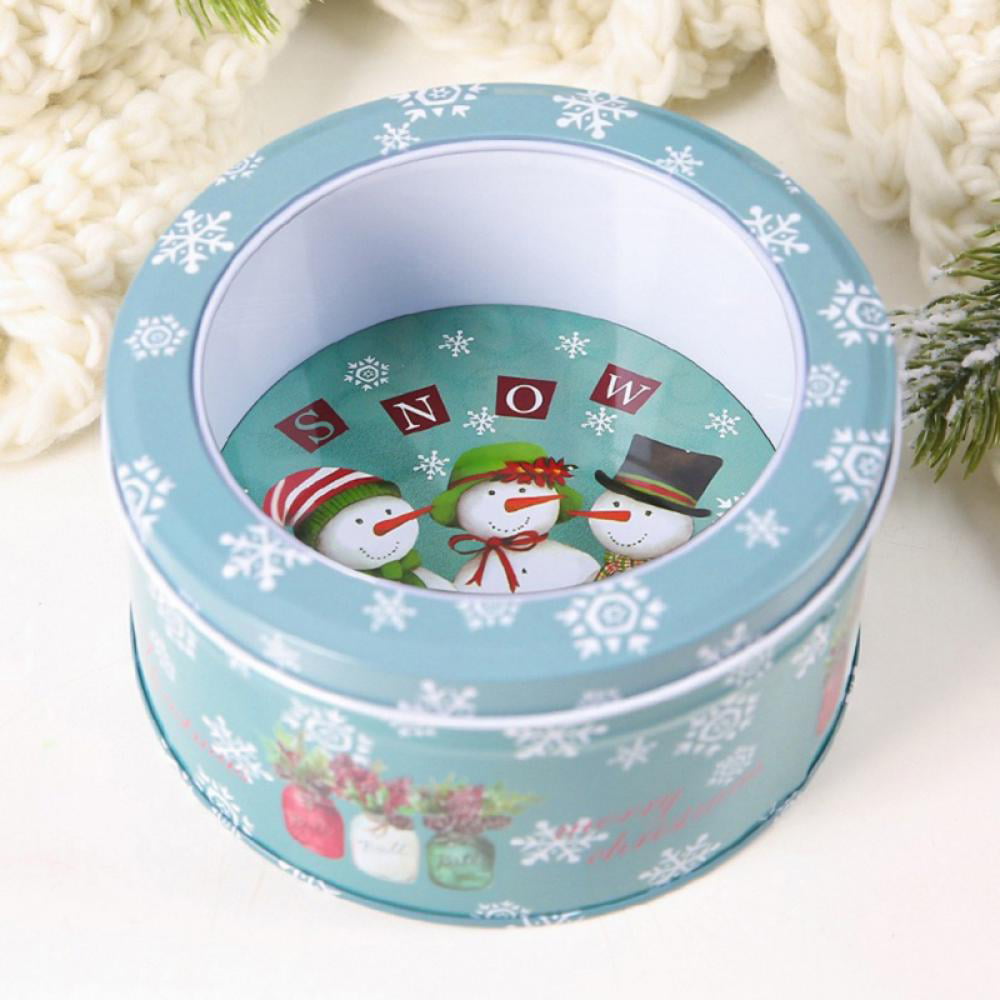 CHRISTMAS HOLIDAY ROUND COOKIE TINS Nesting Metal Gift Boxes SELECT Size Design 
