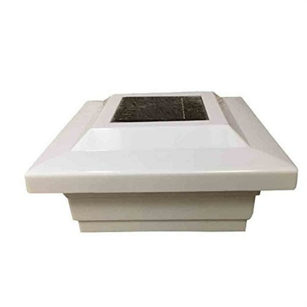 solar post cap 5x5 pvc/vinyl low profile 4 smd led off white solar