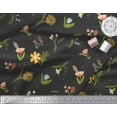 thumbnail image 2 of Soimoi Black Cotton Duck Fabric Artistic Leaf & Floral Print Fabric by the Yard 42 Inch Wide, 2 of 3