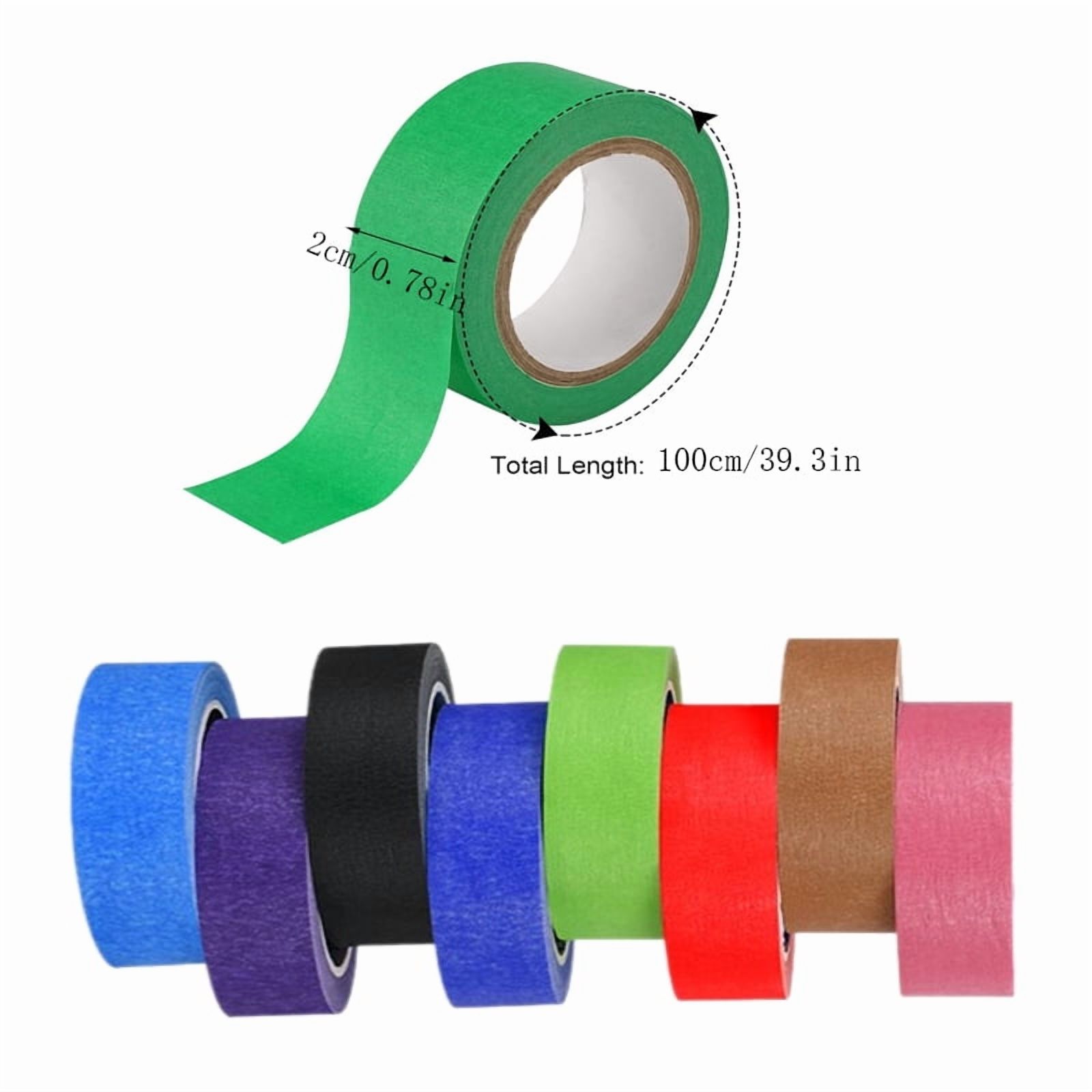 8 Rolls Colored Masking Tape Rainbow Colors Painters Tape Colorful Craft Art Paper Tape for Kids Labeling Arts Crafts DIY Decorative Coding Decoration Teaching Supplies