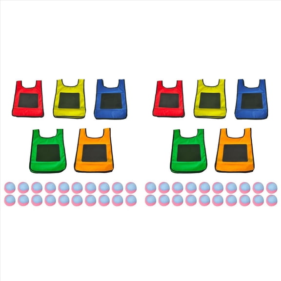 Eludeball Game Set 10Pcs Kids Tag Sticky Vests with 40 Sport Elude Balls for Indoor Outdoor Playground Games S