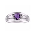 thumbnail image 1 of RYLOS Mens Rings Sterling Silver Classic Design 7X5MM Oval Gemstone & Diamond  Amethyst February Birthstone Ring Size 9, 1 of 6