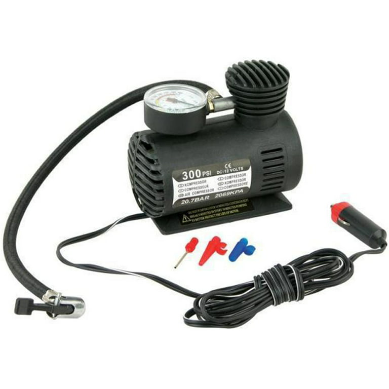 12V Car Tyre Inflator Air Compressor Metal Tire Inflator High Pressure Air  Pump Car Reparing Tool (Black) 