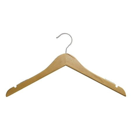 NAHANCO #20017 17" Low Gloss Natural Wooden Shirt Hangers (Pack of 100)