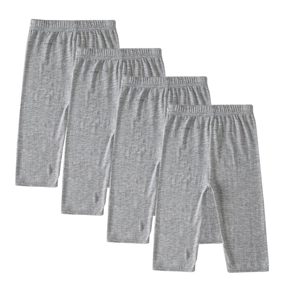 4 Pieces Girl Athletic Capris Leggings Kids Crop Summer Leggings Modal Soft Girls Clothing Dance Running Workout Pants 6 Years, Gray