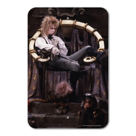 Goblin King Jareth From The Labyrinth Sitting On Throne David Bowie Home Business Office Sign - Plastic - 6" x 9" (15.3cm x 22.9cm)