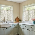 thumbnail image 4 of Floral Kitchen Curtains for Windows 36 Inch Farmhouse Country Linen Tier Curtains Botanic Small Window Drapes for Living Room Bathroom Laundry RV Rod Pocket Rustic 2 Panels Green on Beige, 4 of 8