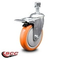 thumbnail image 2 of 5 Inch Orange Polyurethane Wheel Swivel ½ Inch Stem Caster with Total Lock Brake, 2 of 2