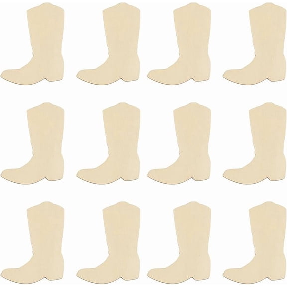 60Pcs Cowboy Boots Wooden Cutouts Unfinished Wooden Cutouts Unfinished Wooden Pieces for DIY Home Decor Wooden Signs and Handmade Decorations Brown DIY