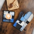 thumbnail image 5 of Blue and Grey Abstract Art Artwork Kitchen Oven Mitt and Pot Holder Sets 2 Pcs for Baking, Cooking and Grilling, Heat Resistant Up To 392 °F, 5 of 7
