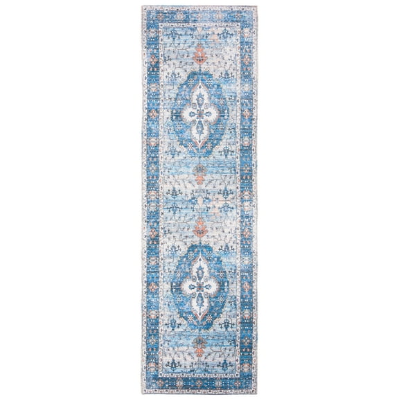 SAFAVIEH Saffron Spots Oriental Runner Rug, Blue/Ivory, 2'3" x 8'