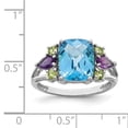 thumbnail image 4 of Primal Silver Sterling Silver Rhodium Light Swiss Blue Topaz, Amethyst and Peridot Ring, 4 of 6