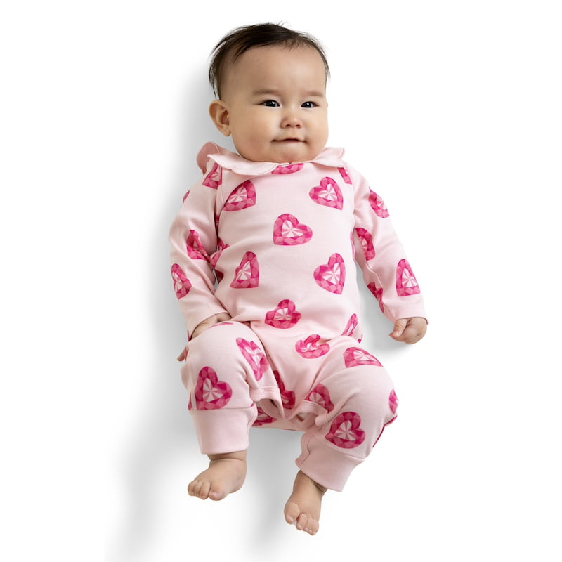 Paris Hilton x Monica + Andy Organic Cotton Scallop Collar Romper, Sizes Newborn-24 Months