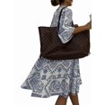 thumbnail image 4 of Women'S Summer Dress Casual V Neck Buttoned 3/4 Sleeve Bohemian Print Flowy Mini Dresses Blue L, 4 of 8