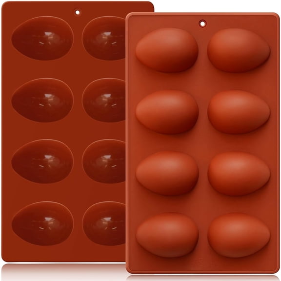 Silicone Egg Molds Easter 2PCS, 2.4" Food Grade 3D Moulds for Vegan Deviled Eggs Peanut Filling 3D Chocolate Candy Jello Pudding Soap Gift, Oven Safe Baking Cake Kit