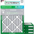 thumbnail image 1 of Filterbuy 28x30x2 MERV 8 (MPR 600) Dust Defense, Pleated HVAC AC Furnace Air Filters (4-Pack), 1 of 8