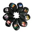 thumbnail image 1 of 9 piezas de cuero PU Golf Iron Headcover Golf Club Head Cover protectora, cuñas, etiqueta de número, colorido, manga para profesionales de deportes al , negro Sunnimix Cubierta de cabeza de hierros de golf, 1 of 8